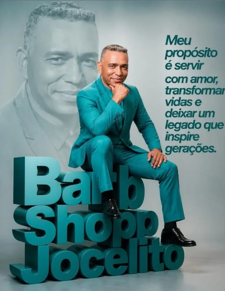 Jocelito Paula posando para a campanha da JP Barbearia, cabeleireiro em São Carlos